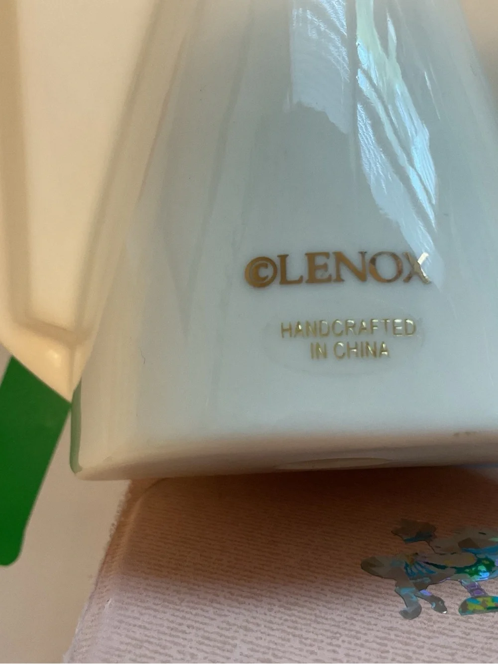 Lenox White Porcelain Pitcher with Gold Logo Accent